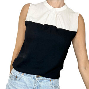 AXARA Paris made in France Black and White sleeveless minimalist preppy top 36